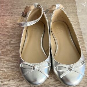 Silver Ballet Flats with Bow by Janie and Jack